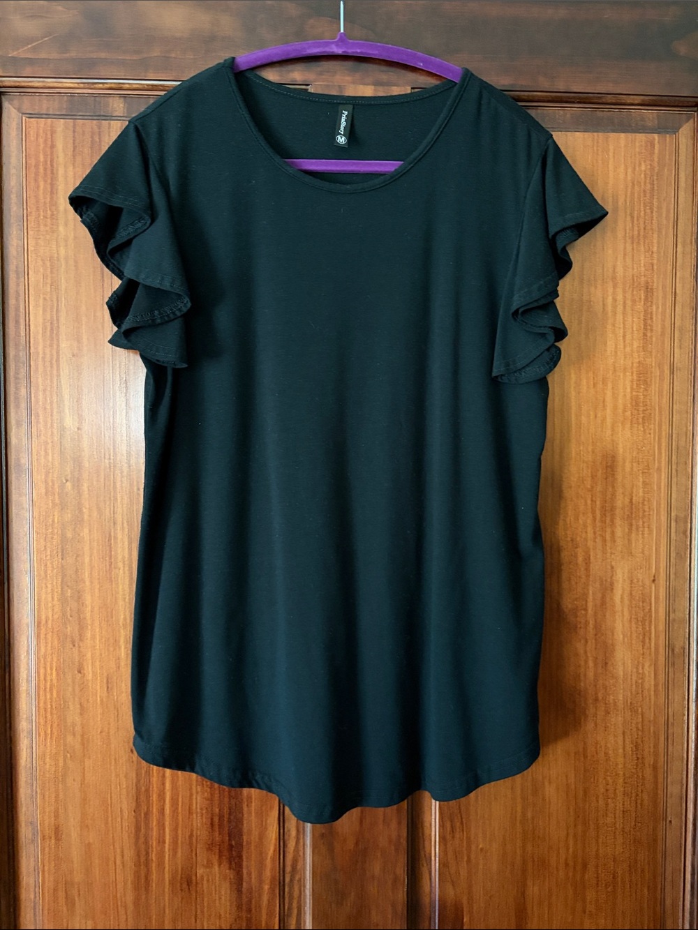 Black Ruffle Sleeve Women's Top
